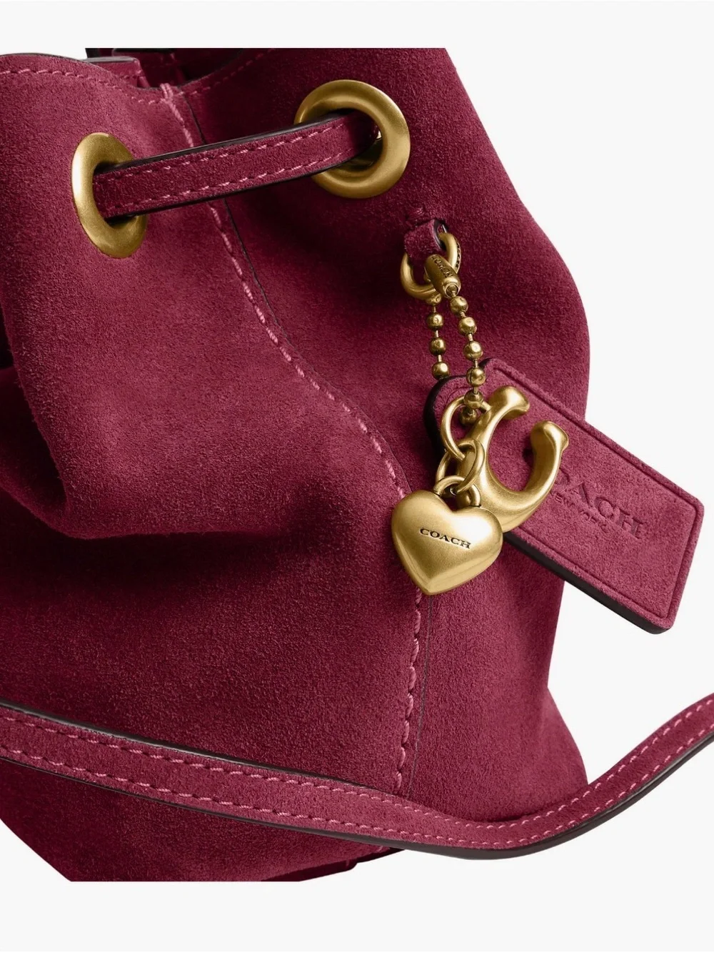 COACH Jade Drawstring Bucket Bag Dark Fuchsia